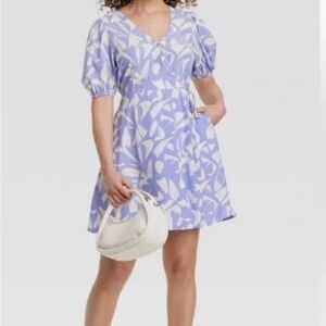 A New Day Periwinkle Boho Coquette Geometric Mini Dress